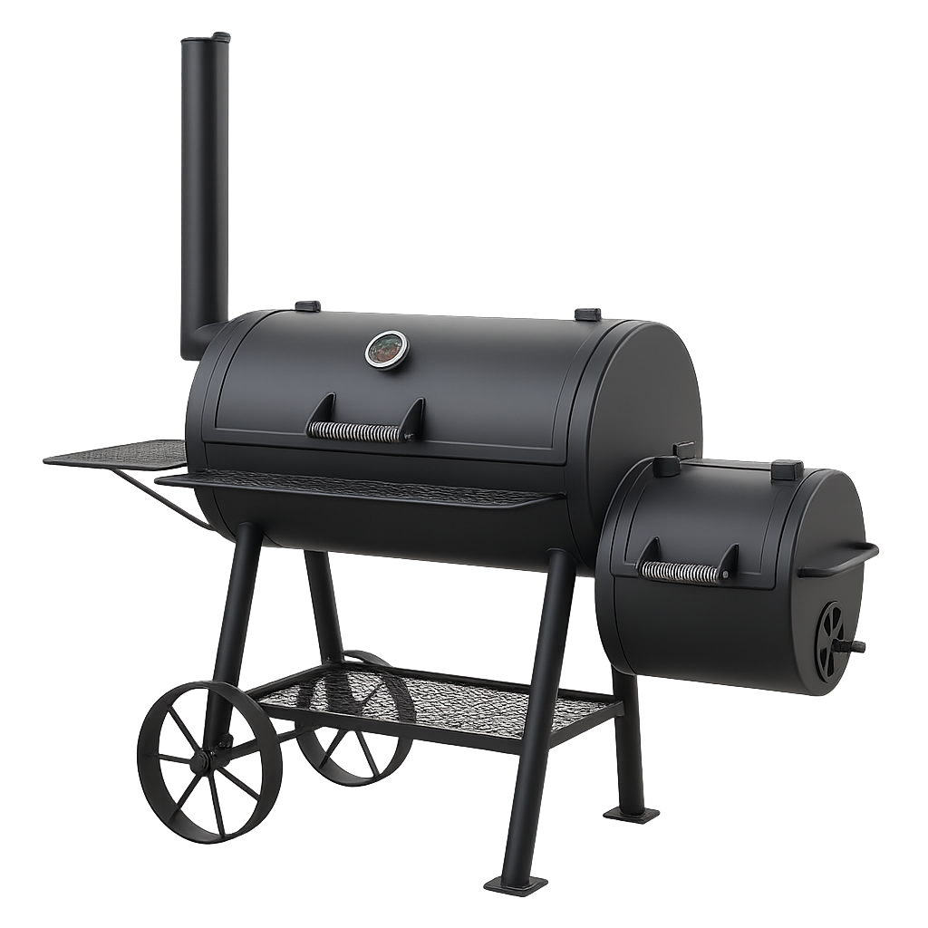 photo d'un barbecue smoker américain noir
